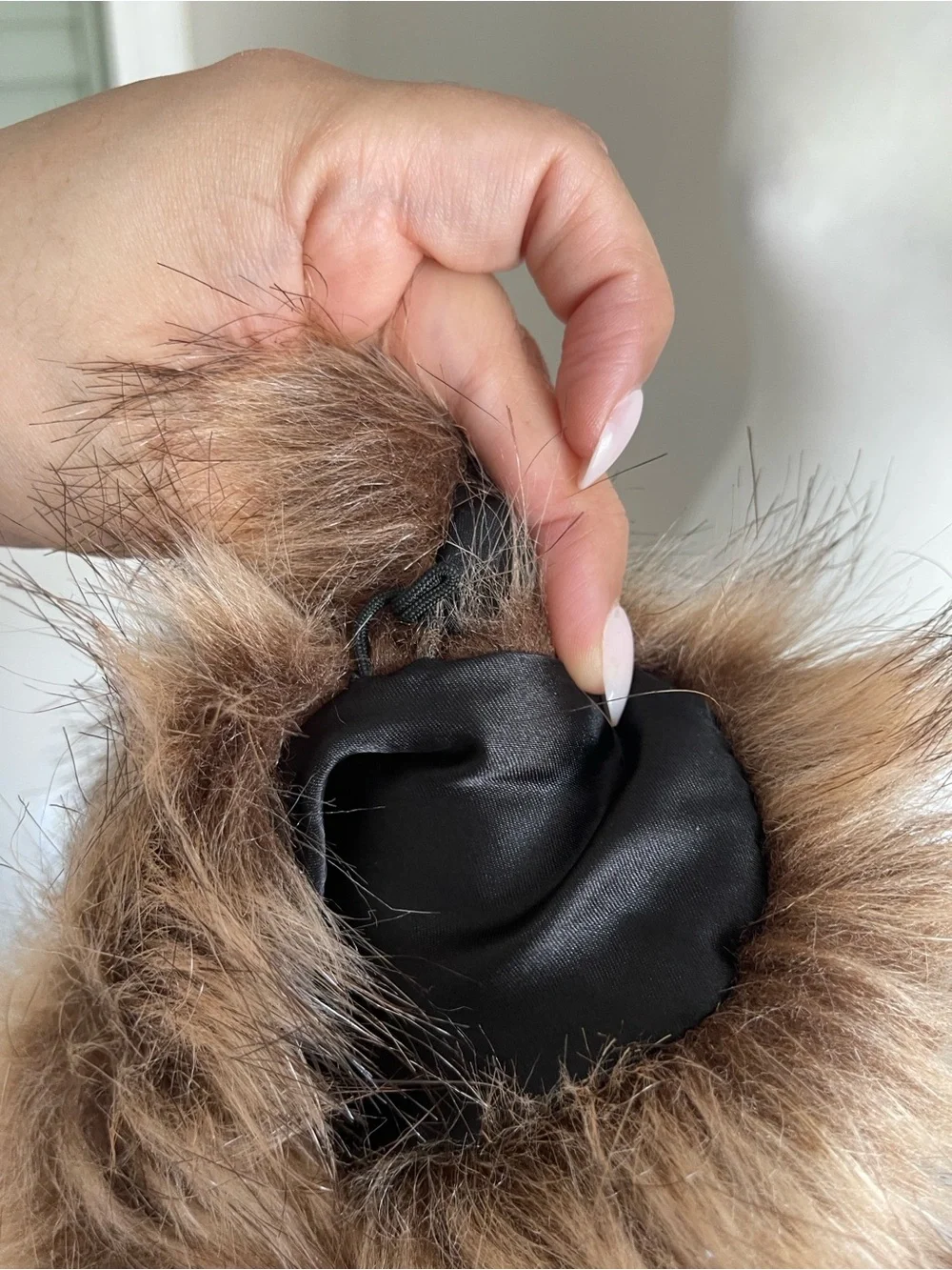 Faux Fur Collar Scarf - Brown